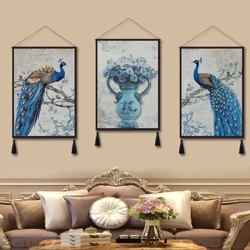 

European Style Living Room Decorative Painting Lucky Peacock Mural Modern Minimalist Wall Painting Tapestry Anime Room Decor