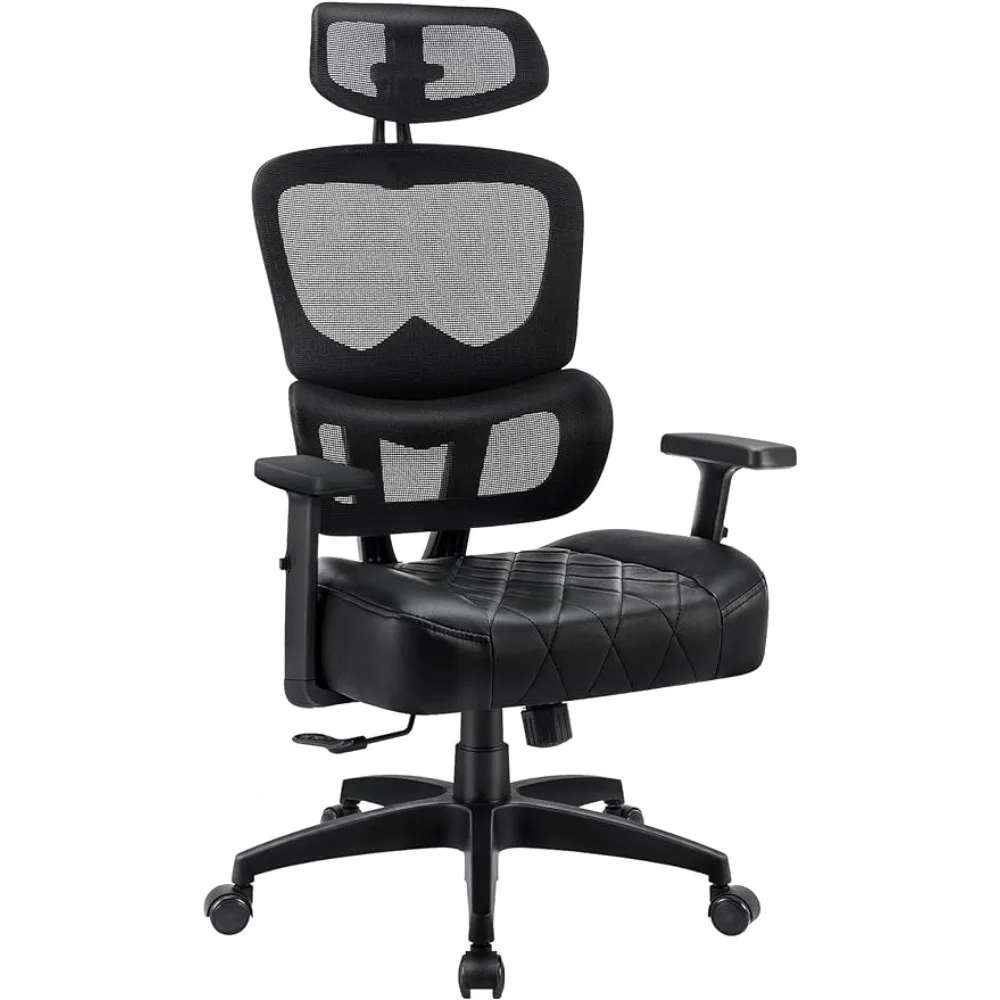

Rotating ergonomic high backrest mesh office chair with adjustable headrest armrest, backrest tilt function, lumbar support