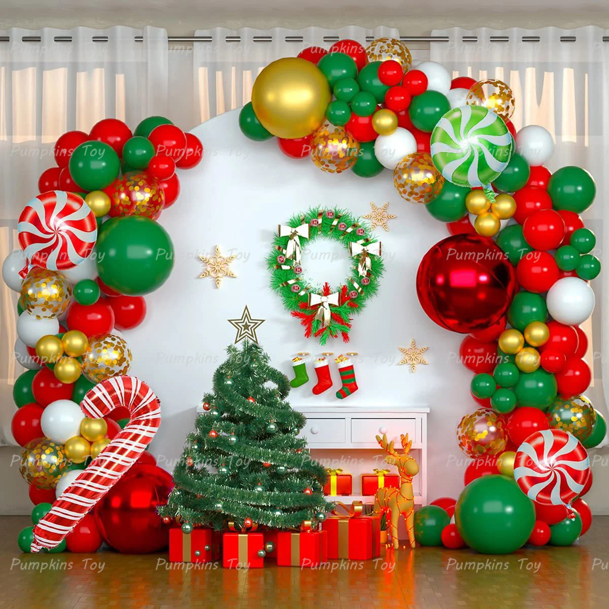

167 шт. рождественские воздушные шары, гирлянда, арка, красные, зеленые, золотые, конфетные шары из фольги, фотообои 2023, новый год, Декор