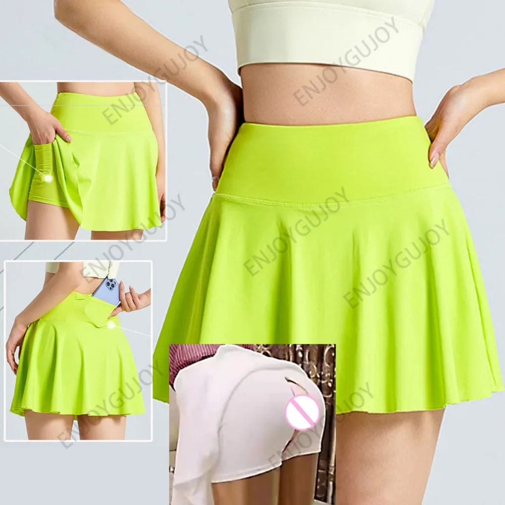 

Tennis Skirt Women Plus Size Invisible Open Crotch Outdoor Sex Quick-Drying High Waist Sports Fitness Running Yoga Skorts