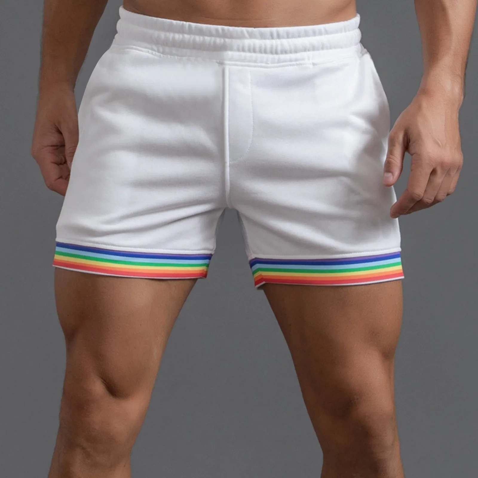 Male Shorts Summer Solid Color Rainbow Pants Drawstring Pocket Loose Trousers Sports Running Straight Bottom Beach Pantalones
Male Shorts Summer Solid Color Rainbow Pants Drawstring Pocket Loose Trousers Sports Running Straight Bottom Beach Pantalones