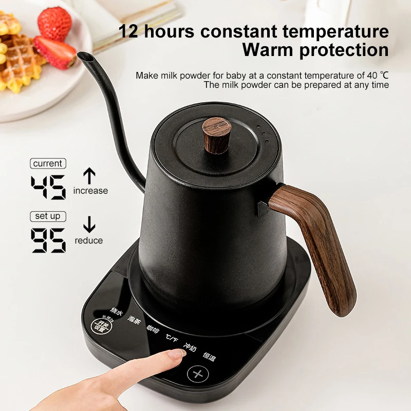 

Electric Kettle 1000W Hand Brew Coffee Pot Gooseneck Jug Slender Mouth Pot Smart Temperature Control Kettle Teapot 110V/220V
