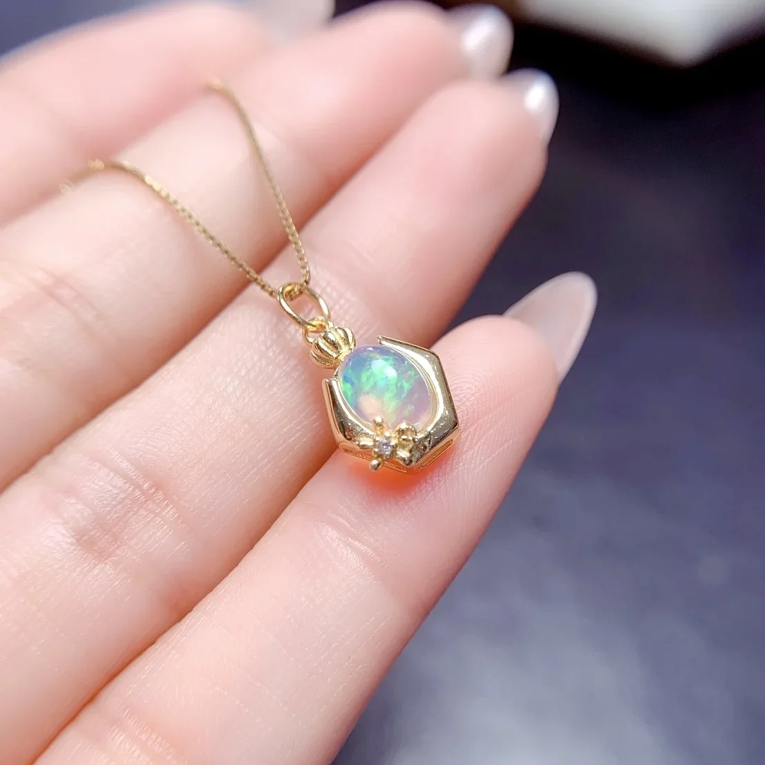 

925 Sterling Silver Natural Opal Pendant Necklace Women's pendant Glitter Fire Color Super Good free Shipping Certified boutique