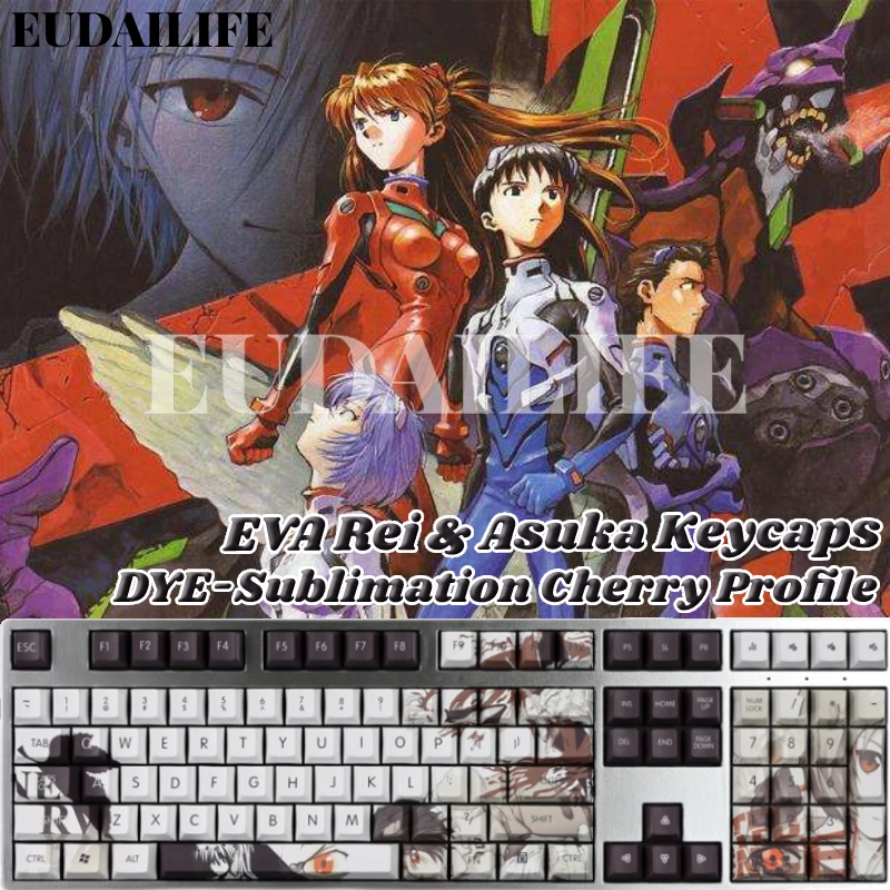 

EVA Ayanami REI Asuka 108 Key Caps PBT DYE Sublimation Cherry MX Cross Axis Switch Anime Keycap Mechanical Keyboard Gaming Gift