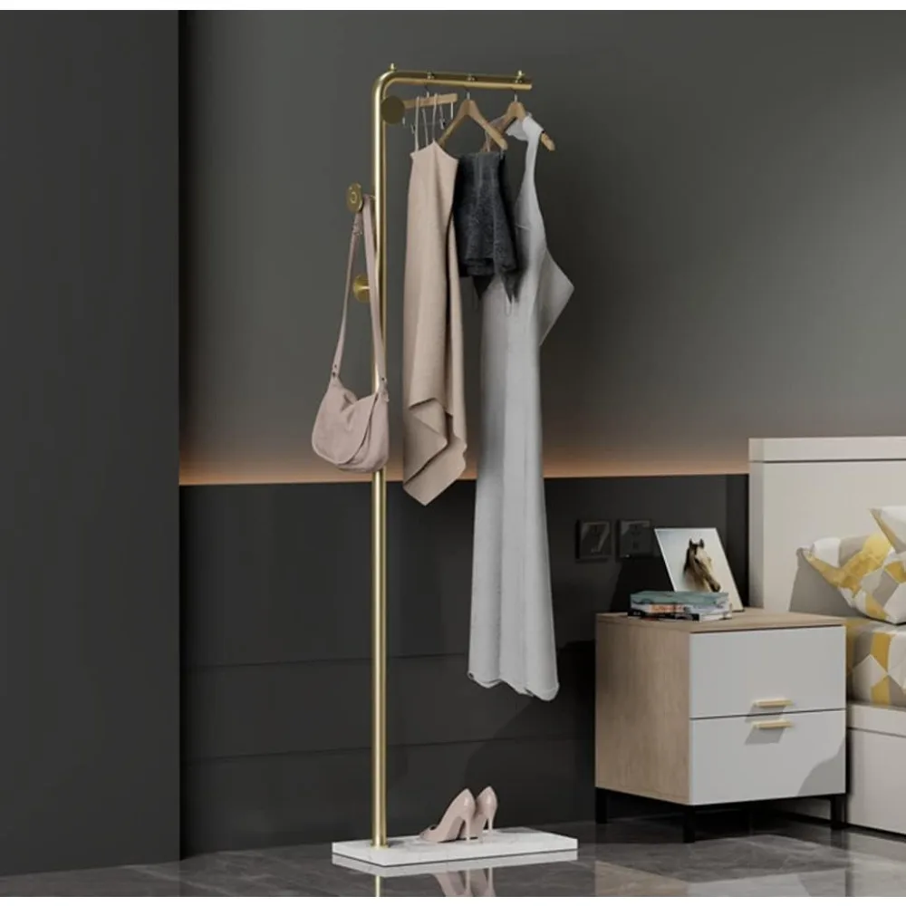 

Coat Rack, Gold Clothing Rack Freestanding with Satin Steel Finish and Natural Stable Marble Base, Coat Rack