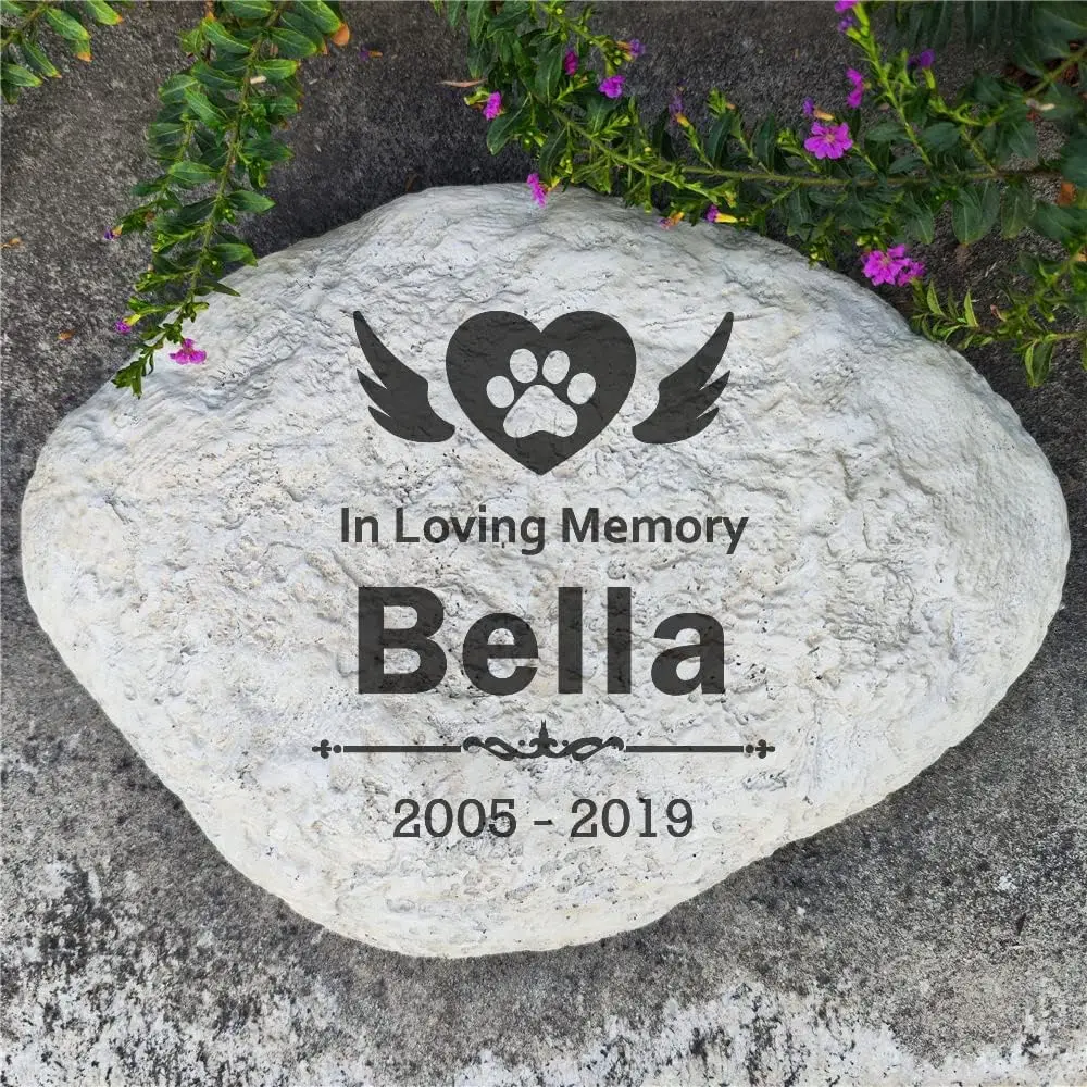 

Paw Prints Dog Pet Memorial Stones Garden Stones, Engraved Name and Dates Pet Dog Loss Stones Grave Markers Headstones