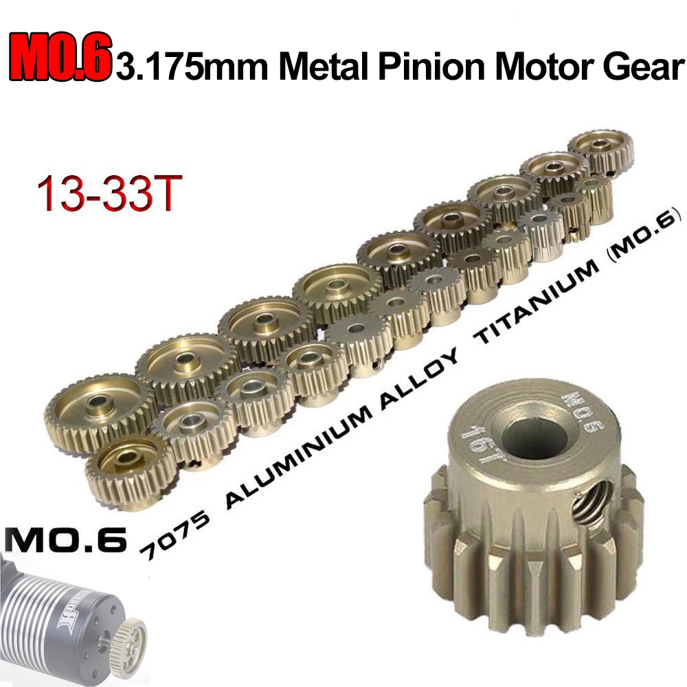 Surpass Hobbby M0.6 3.175mm 13T 15T 17T 18T 20T 22T 24T 28T 30T 33T Aluminum Alloy Pinion Motor Gear for 1/10 RC Car Model
Surpass Hobbby M0.6 3.175mm 13T 15T 17T 18T 20T 22T 24T 28T 30T 33T Aluminum Alloy Pinion Motor Gear for 1/10 RC Car Model