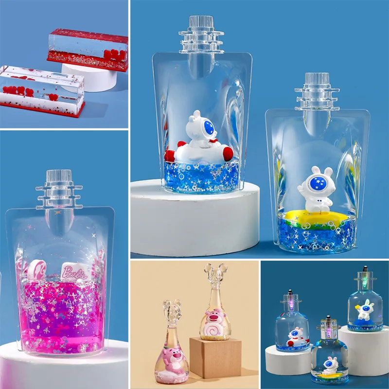 

1Pcs Random Delivery Oil Drops Quicksand Cartoon Creative Gift New Desktop Oil Filling Decoration Liquid Hourglass Plastic Craft