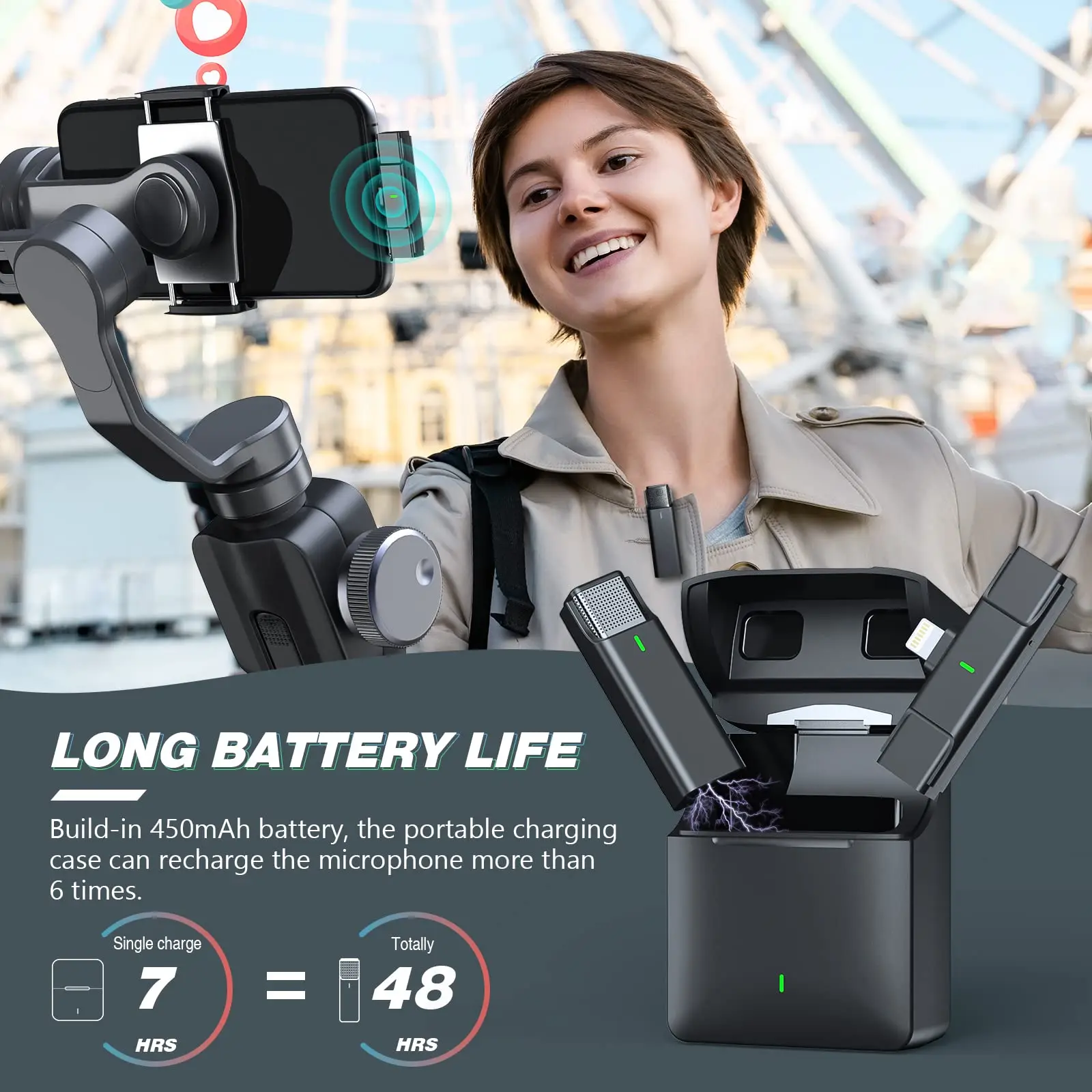 NEW Wireless Lavalier Microphone with Charging Compartment 300m Range Recording Vlog Youtube Live for iPhone Android
NEW Wireless Lavalier Microphone with Charging Compartment 300m Range Recording Vlog Youtube Live for iPhone Android