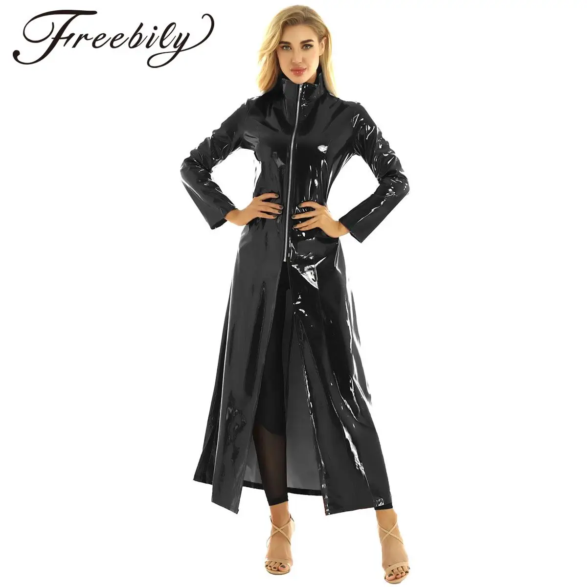 Womens Mens Long Sleeve Wet Look Patent Leather Coat Capes Music Festival Cosplay Party Nightclub Stage Performance Costume
Womens Mens Long Sleeve Wet Look Patent Leather Coat Capes Music Festival Cosplay Party Nightclub Stage Performance Costume