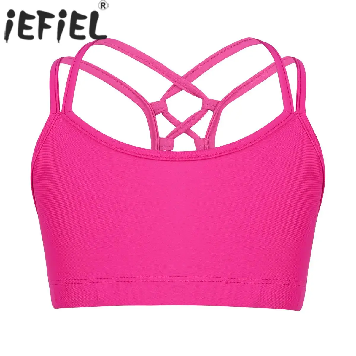 

Kids Girls Ballet Dance Crop Top Gymnastics Dancewear Criss Cross Back Tanks Bra Tops Sports Yoga Workout Performance Clothes