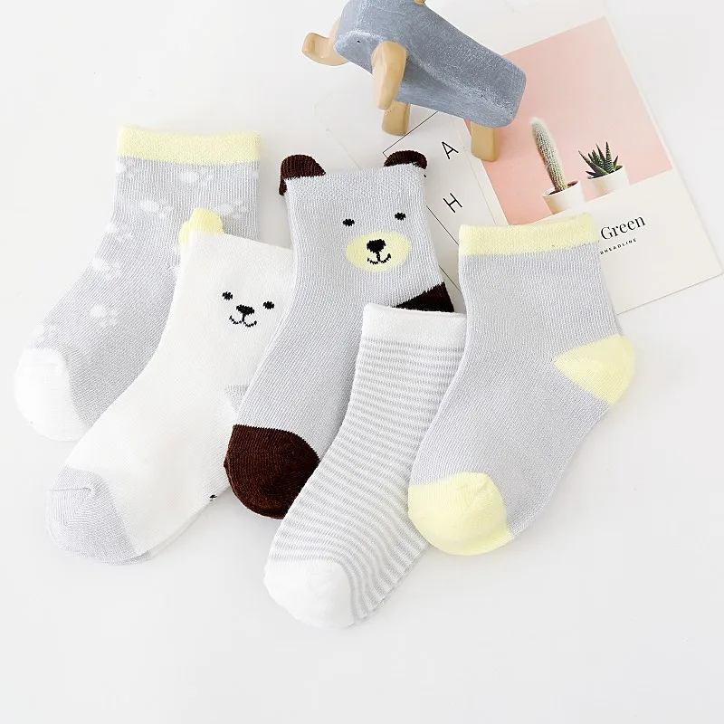 

5 Pairs Kids Fashion Socks Spring Autumn Girls Boys Striped Mid-calf Socks School Sports Sock Children Baby Clothing Accessories