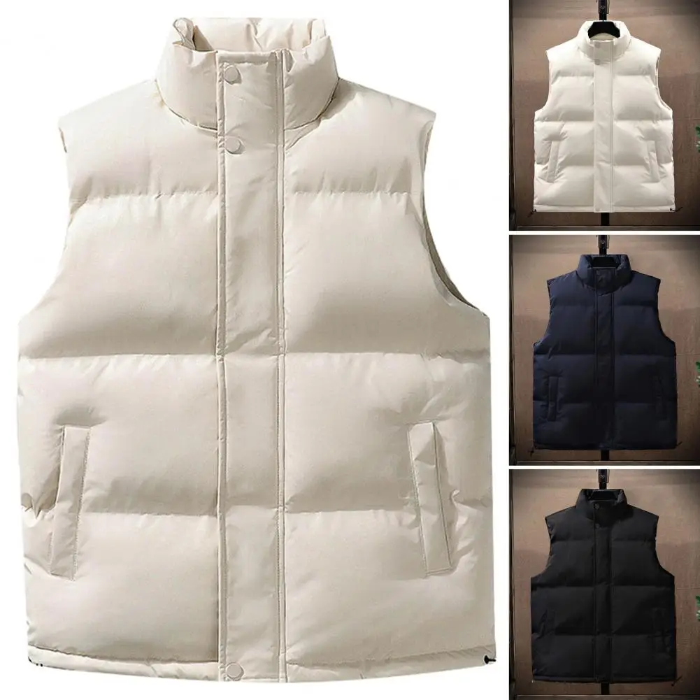 Velvet Soft Men Vest Men's Windproof Padded Vest with Stand Collar Zipper Closure Winter Sleeveless Waistcoat for Cold Weather
Velvet Soft Men Vest Men's Windproof Padded Vest with Stand Collar Zipper Closure Winter Sleeveless Waistcoat for Cold Weather