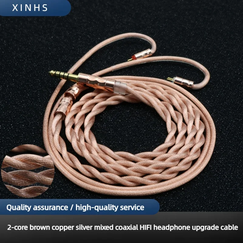 

XINHS 2-Core Brown Copper Silver Mixed Coaxial HIFI Headphone Upgrade Cable 0.78mm MMCX For TINHIFI T3 Plus IEM