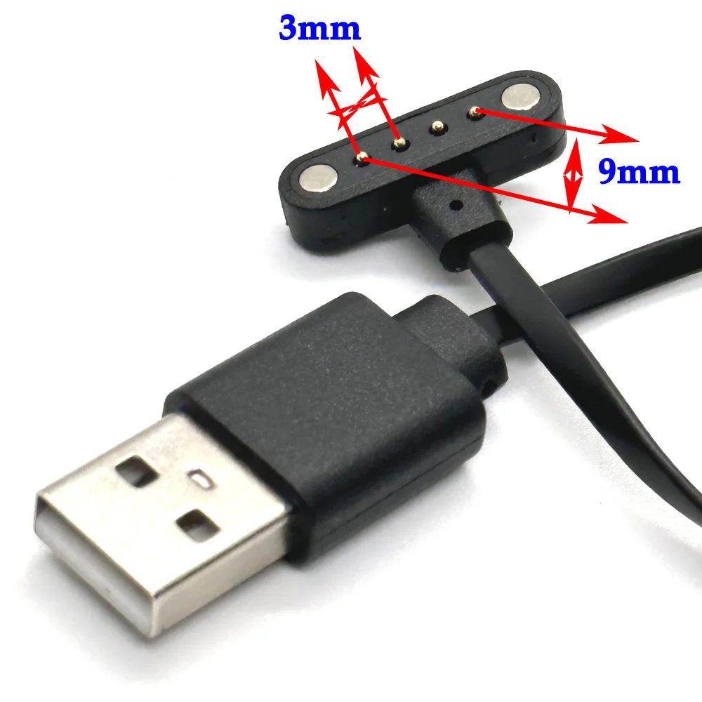 

4-Pin 9mm Magnetic buckle type Charging Cable Apply to Child Smart Watch USB Interface Emergency Backup Chargers for W668/K7