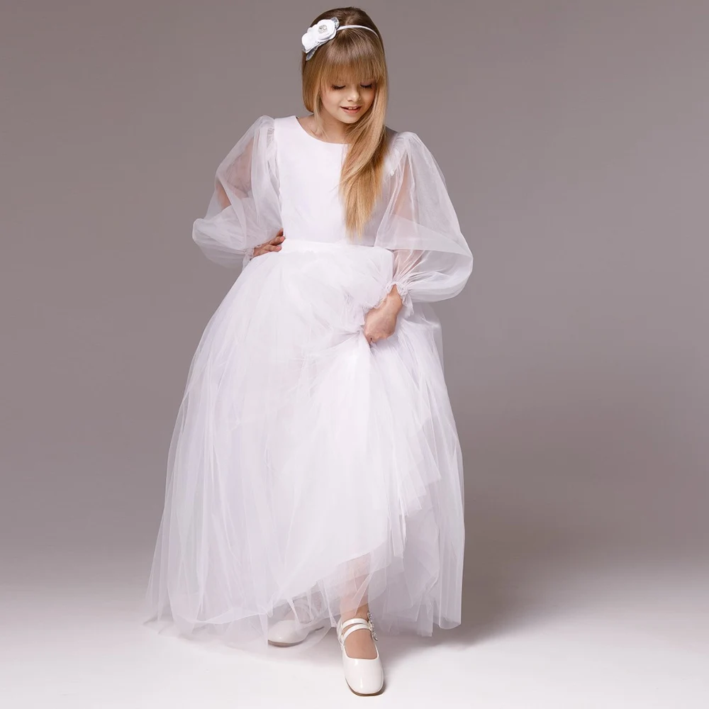 Puffy Short Tulle Flower Girl Dresses White Floor Length Scoop Full Sleeve Child Wedding Dress 2024 Vestidos De Niña De Las Flor
Puffy Short Tulle Flower Girl Dresses White Floor Length Scoop Full Sleeve Child Wedding Dress 2024 Vestidos De Niña De Las Flor