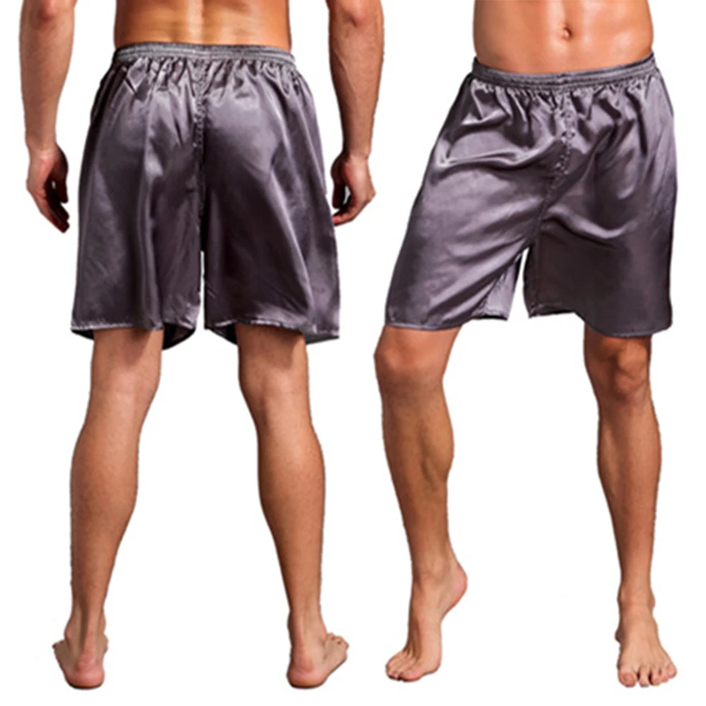 

Men Casual Nightwear Silk Satin Pajamas Shorts Pyjamas Pants Soft Sleep Bottoms Nightwear Sleepwear Home Solid Color Boxers