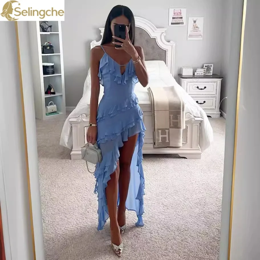 2024 Summer New European and American Sexy Sling Irregular Solid Color Private Dress Celebrity Solid Color Dress
2024 Summer New European and American Sexy Sling Irregular Solid Color Private Dress Celebrity Solid Color Dress