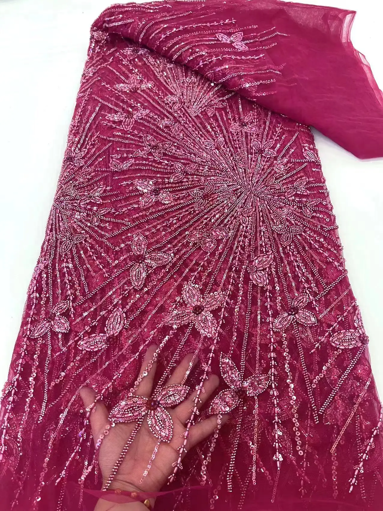 Fashion French Tulle Beaded Sequins Lace Fabric 2024 High Quality Lace Nigerian African Groom Lace Fabric For Wedding Party 
Fashion French Tulle Beaded Sequins Lace Fabric 2024 High Quality Lace Nigerian African Groom Lace Fabric For Wedding Party