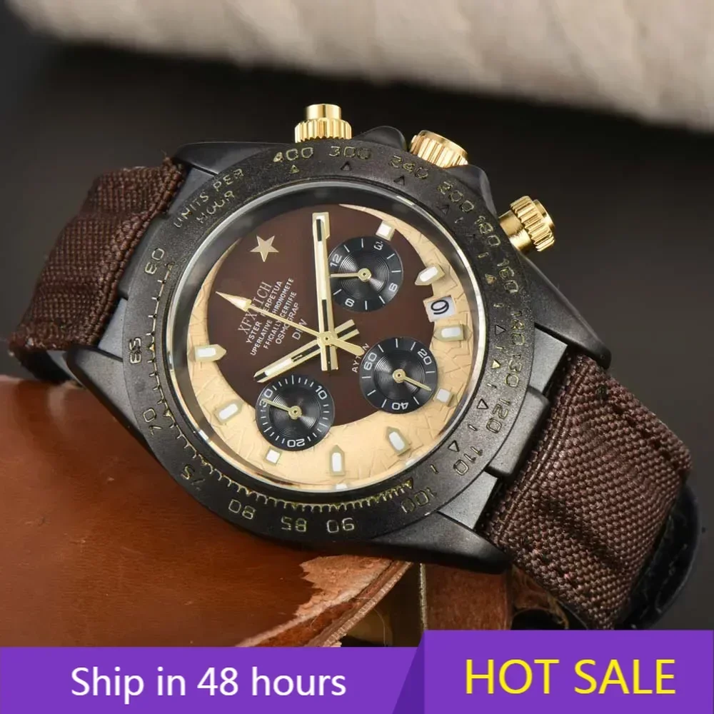 

Top Hot DW Style Original Brand Watches For Mens Multifunction Chronograph Quartz Watch Luxury Automatic Date AAA+ Male Clocks