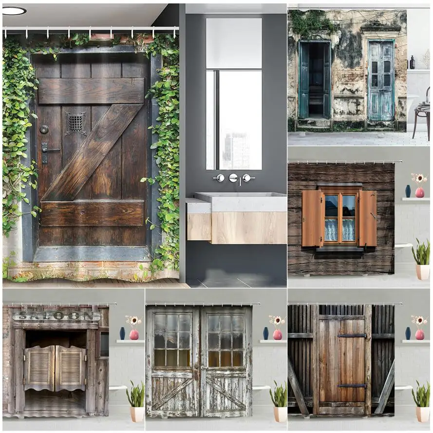 Vintage Old Wooden Door Shower Curtain Farm Barn Plant Board Windows Brick Wall Retro Bath Curtains Modern Fabric Bathroom Decor
Vintage Old Wooden Door Shower Curtain Farm Barn Plant Board Windows Brick Wall Retro Bath Curtains Modern Fabric Bathroom Decor