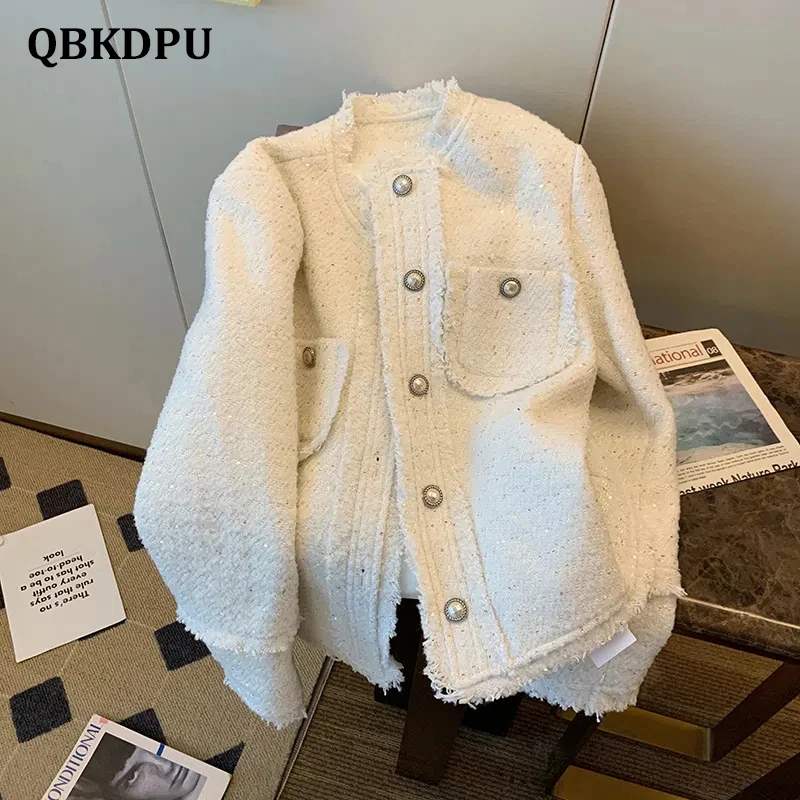Korean Fashion Sequin Blends Tweed Jackets Women Elegant Fringe Loose Single Breasted Luxury Coat Vintage Design Chaquetas Mujer
Korean Fashion Sequin Blends Tweed Jackets Women Elegant Fringe Loose Single Breasted Luxury Coat Vintage Design Chaquetas Mujer