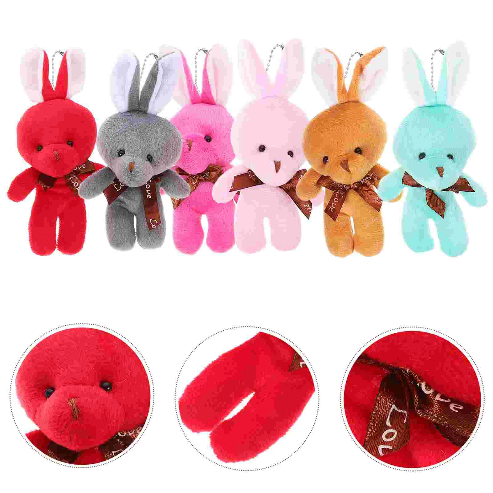 

12pcs Mini Plush Rabbit Pendants Tiny Stuffed Rabbit Charms Small Bunny Pendants