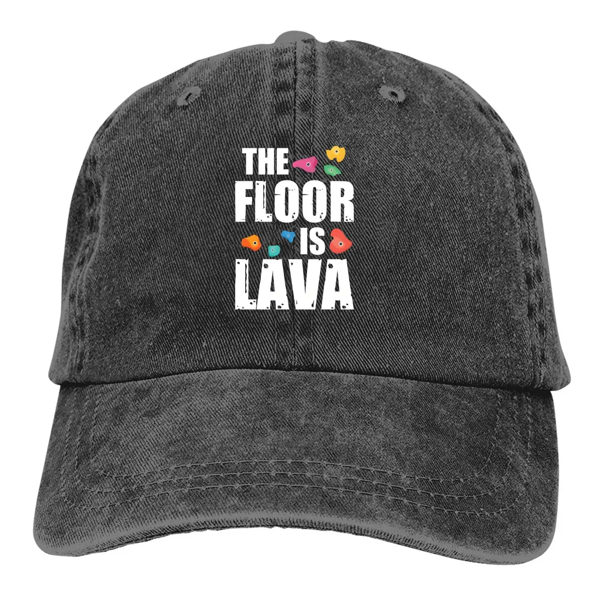 

Washed Men's Baseball Cap Rock Outfits The Floor Is Lava Trucker Snapback Cowboy Caps Dad Hat Mountain Climber Golf Hats