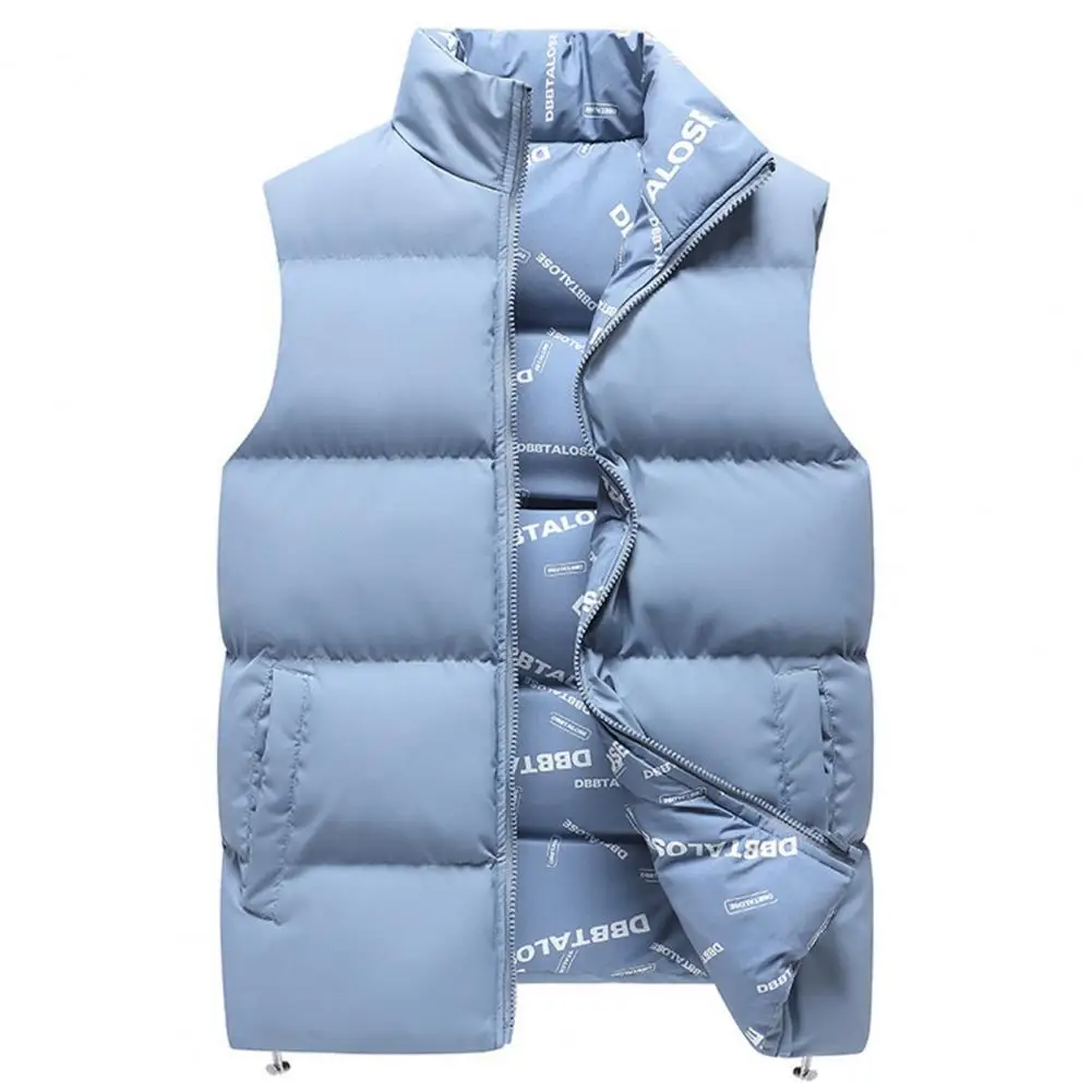 Men Winter Vest Waistcoat Sleeveless Thick Padded Stand Collar Neck Protection Resistant Smooth Pockets Solid Color Men Coat 
Men Winter Vest Waistcoat Sleeveless Thick Padded Stand Collar Neck Protection Resistant Smooth Pockets Solid Color Men Coat