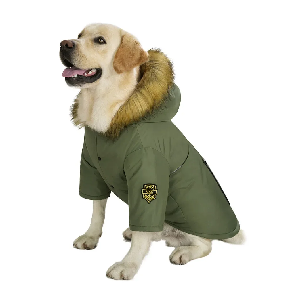 Dog Winter Warm Down Jacket Waterproof Fur Collar Hooded Dog Christmas Clothes With Badge Thicker Dog Accessories For Large Dogs
Dog Winter Warm Down Jacket Waterproof Fur Collar Hooded Dog Christmas Clothes With Badge Thicker Dog Accessories For Large Dogs