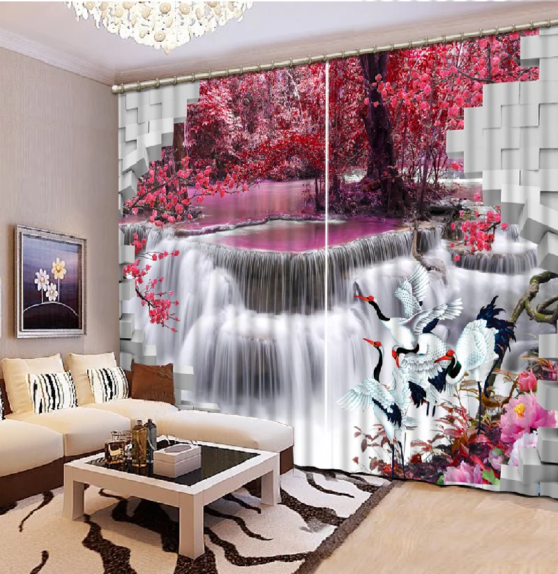 

Оконные занавески на заказ, современные большие 3d-занавески с изображением водопада, шторы Landscap для гостиной, спальни, принт, разбитые настенные занавески, декор комнаты
