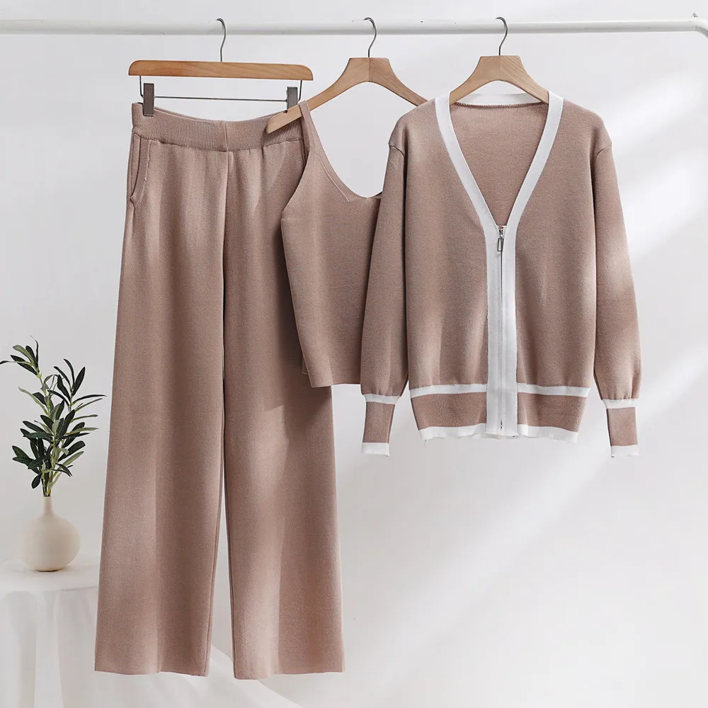 Winter Knitted Zipper Cardigans + Camisole + Pants 3pcs Fashion Suit Women Tracksuit Clothes Set Autumn
Winter Knitted Zipper Cardigans + Camisole + Pants 3pcs Fashion Suit Women Tracksuit Clothes Set Autumn