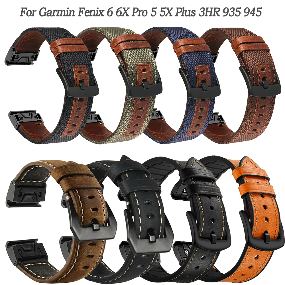 

Ремешок кожаный для смарт-часов, быстросъемный браслет для Garmin Fenix 7 7X 6X 6 Pro 5X 5 Plus 3HR Easyfit, 22 26 мм