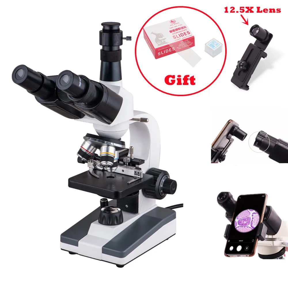 XP903 Trinocular Biological Microscope Kids Students Educational Lab with 12.5X Phone Holder
XP903 Trinocular Biological Microscope Kids Students Educational Lab with 12.5X Phone Holder