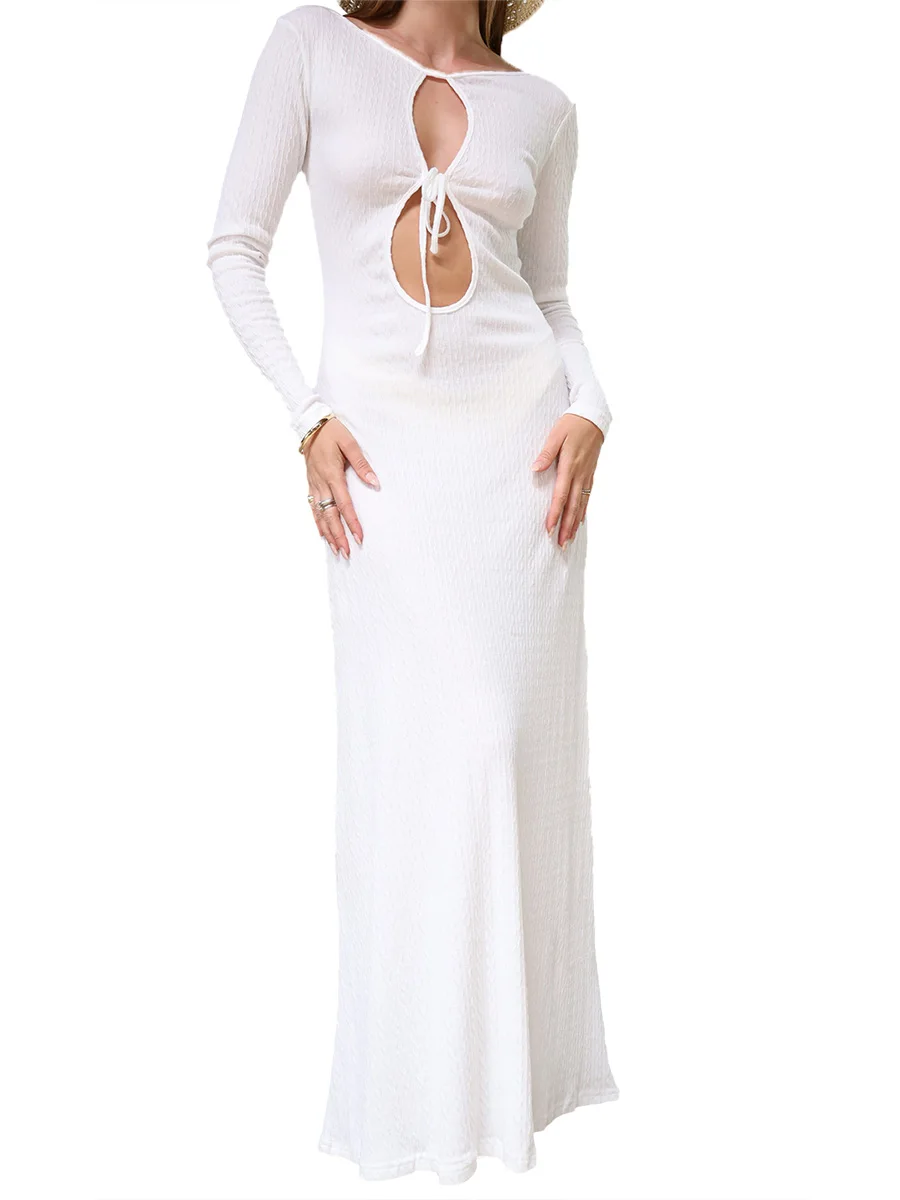 Women's Spring Autumn Vintage Long Dress Elegant Long Sleeve Tie-up Front Cutout Solid Color Bohemian Dress
Women's Spring Autumn Vintage Long Dress Elegant Long Sleeve Tie-up Front Cutout Solid Color Bohemian Dress