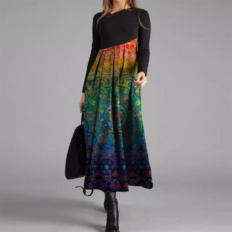 Elegant Women Dress Autumn Vintage V Neck Long Sleeve Party Dresses Ladies Patchwork Stripe Loose Long Dress Vestidos
Elegant Women Dress Autumn Vintage V Neck Long Sleeve Party Dresses Ladies Patchwork Stripe Loose Long Dress Vestidos