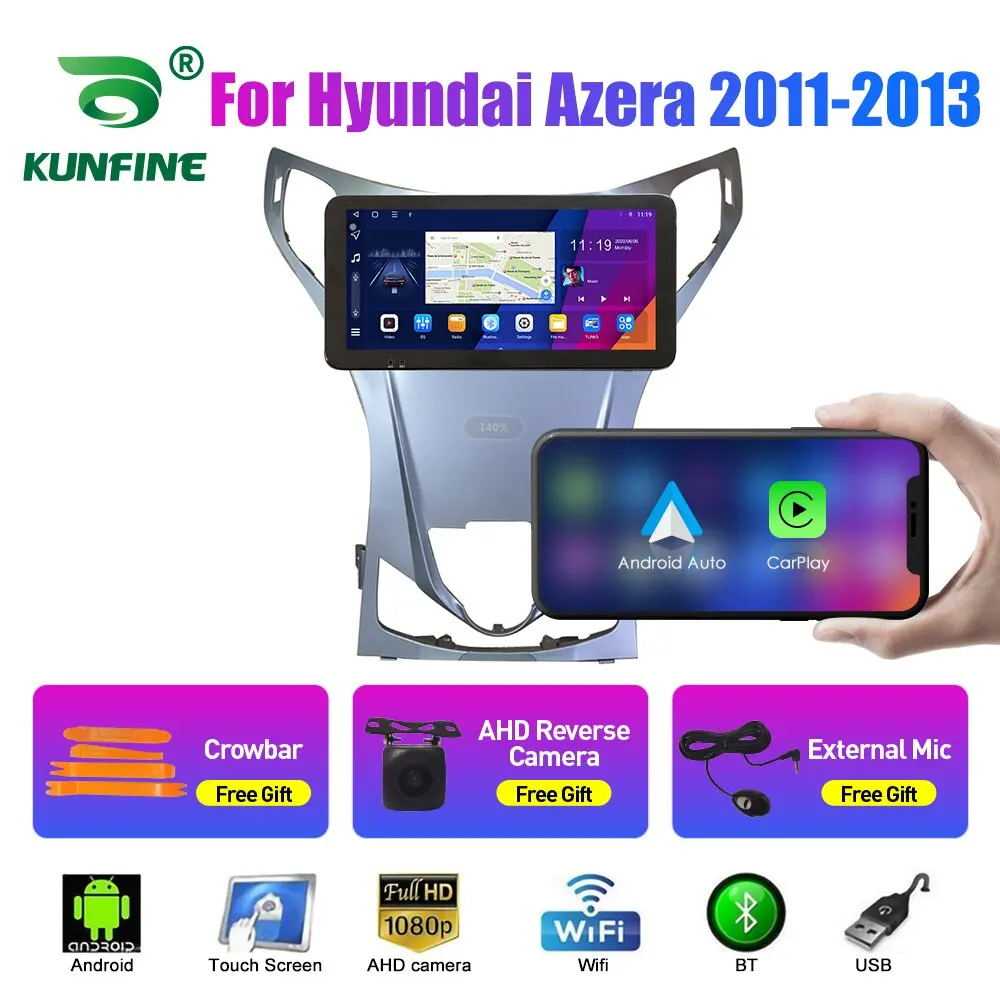 

Автомобильный радиоприемник 10,33 дюйма для Hyundai Azera 2011-2013 2Din Android Восьмиядерный автомобильный стерео DVD GPS-навигатор плеер QLED экран Carplay