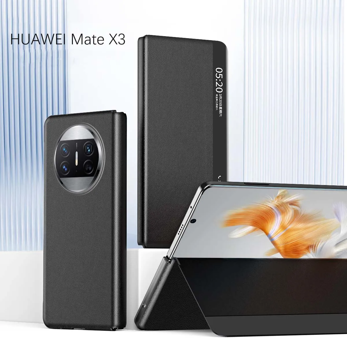 

Флип-чехол Smart View для Huawei Mate X3, роскошный ударопрочный чехол из искусственной кожи для бизнеса, Магнитный чехол для Matex3