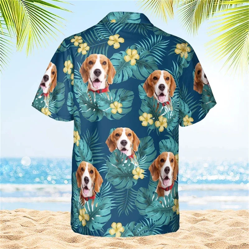 

Короткие рубашки с цветочным рисунком для мужчин и женщин, Мужская блузка с изображением Куба, Пляжная рубашка с лацканами, рубашки с собакой, блузки, мужская одежда