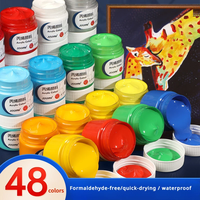 100ml Acrylic Paints 48 Color Single Bottle Plaster Doll Pigment Acrylic Waterproof DIY Wall Painting Pigment Fabric Paint
100ml Acrylic Paints 48 Color Single Bottle Plaster Doll Pigment Acrylic Waterproof DIY Wall Painting Pigment Fabric Paint