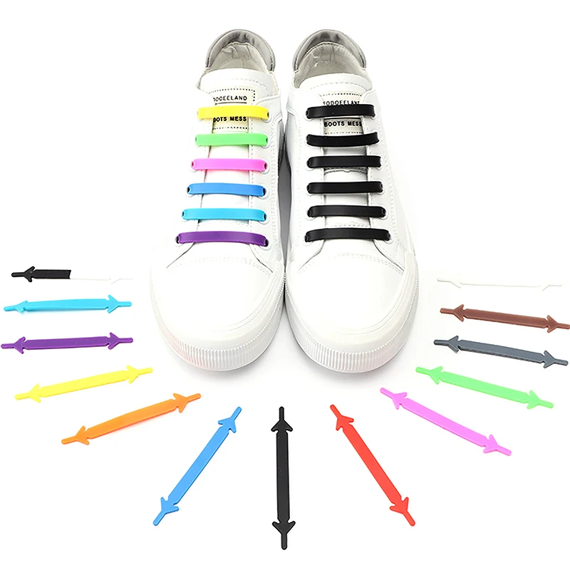 

12pcs/lot Silicone Shoelaces No tie Elastic Shoe Laces Special Shoestrings for Kid/Adult Lacing Rubber Sneakers Shoe Lace