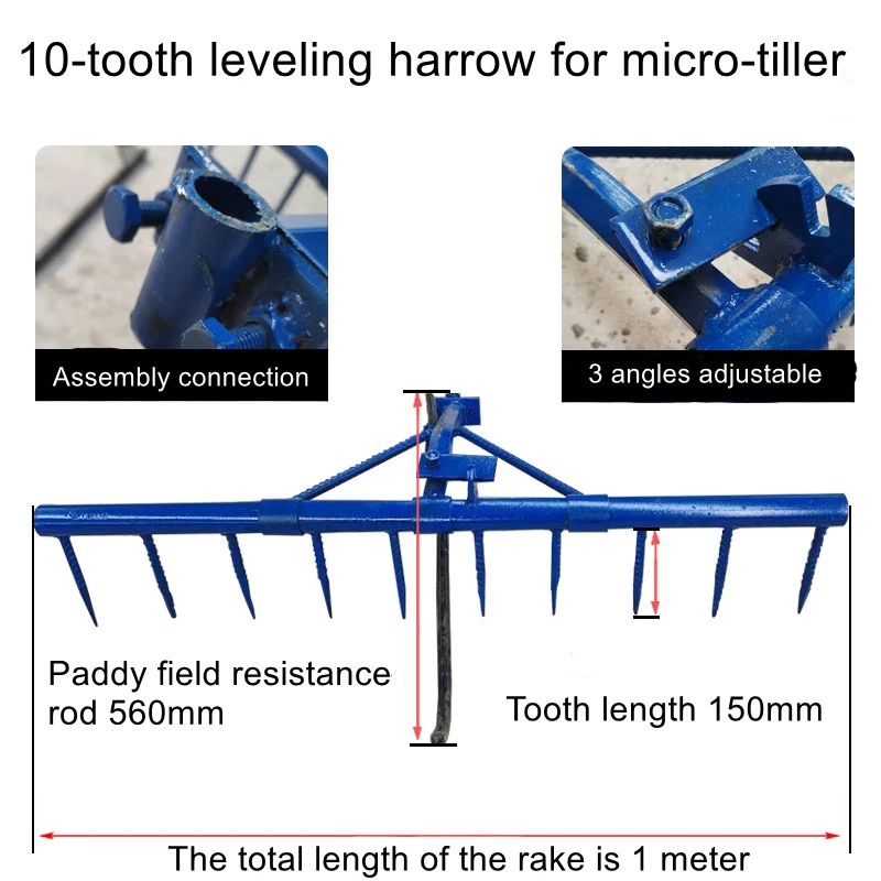 

Tillage micro-tiller accessories flat soil field rake weeds removal 10-tooth nail rake paddy field dry land special