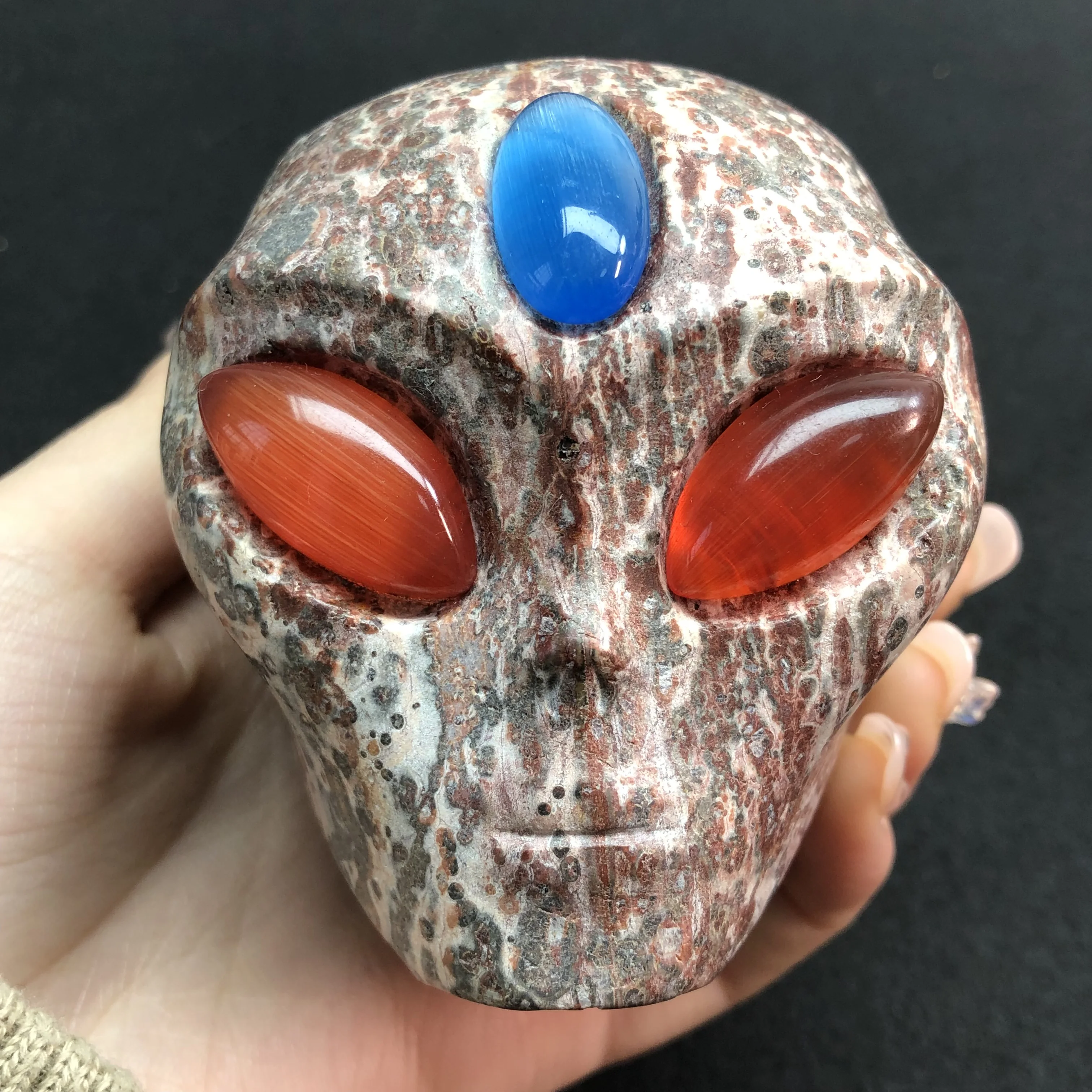 8cm High Quality Leopard Print Alien Skull Crystal Handmade Carved Polished Room Decor 1pcs
8cm High Quality Leopard Print Alien Skull Crystal Handmade Carved Polished Room Decor 1pcs