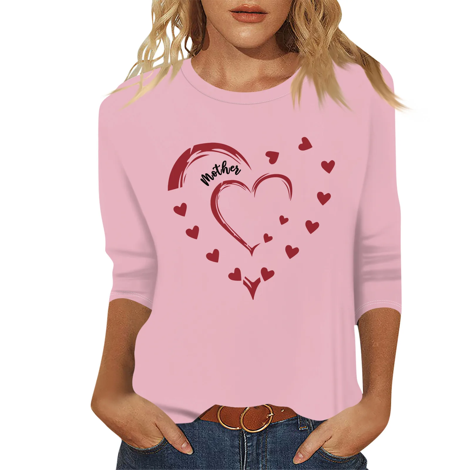 

Женский Свободный Повседневный Топ с цветочным принтом и круглым вырезом, рукава три четверти, женская модная блузка 2024, футболка для женщин Y2k одежда