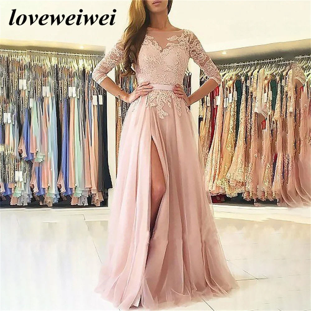 Loveweiwei Appliques Lace Prom Dress Long Sleeves Celebrity Dresses V Neck Women's Evening Dress High Split Formal Gown 프롬 드레스 
Loveweiwei Appliques Lace Prom Dress Long Sleeves Celebrity Dresses V Neck Women's Evening Dress High Split Formal Gown 프롬 드레스