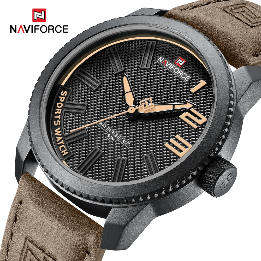 

NAVIFORCE Top Luxury Brand Sports Watch Men Fashion Casual Quartz Wristwatch Male Date Waterproof Leather Analog Clock