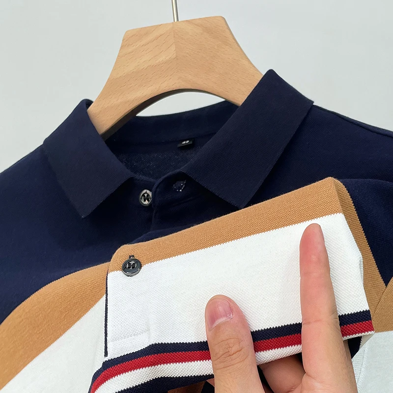 High end brand striped men polo shirt Long sleeved Spring Autumn New 100% Cotton Korean Fashion Contrast Casual Business T-shirt
High end brand striped men polo shirt Long sleeved Spring Autumn New 100% Cotton Korean Fashion Contrast Casual Business T-shirt
