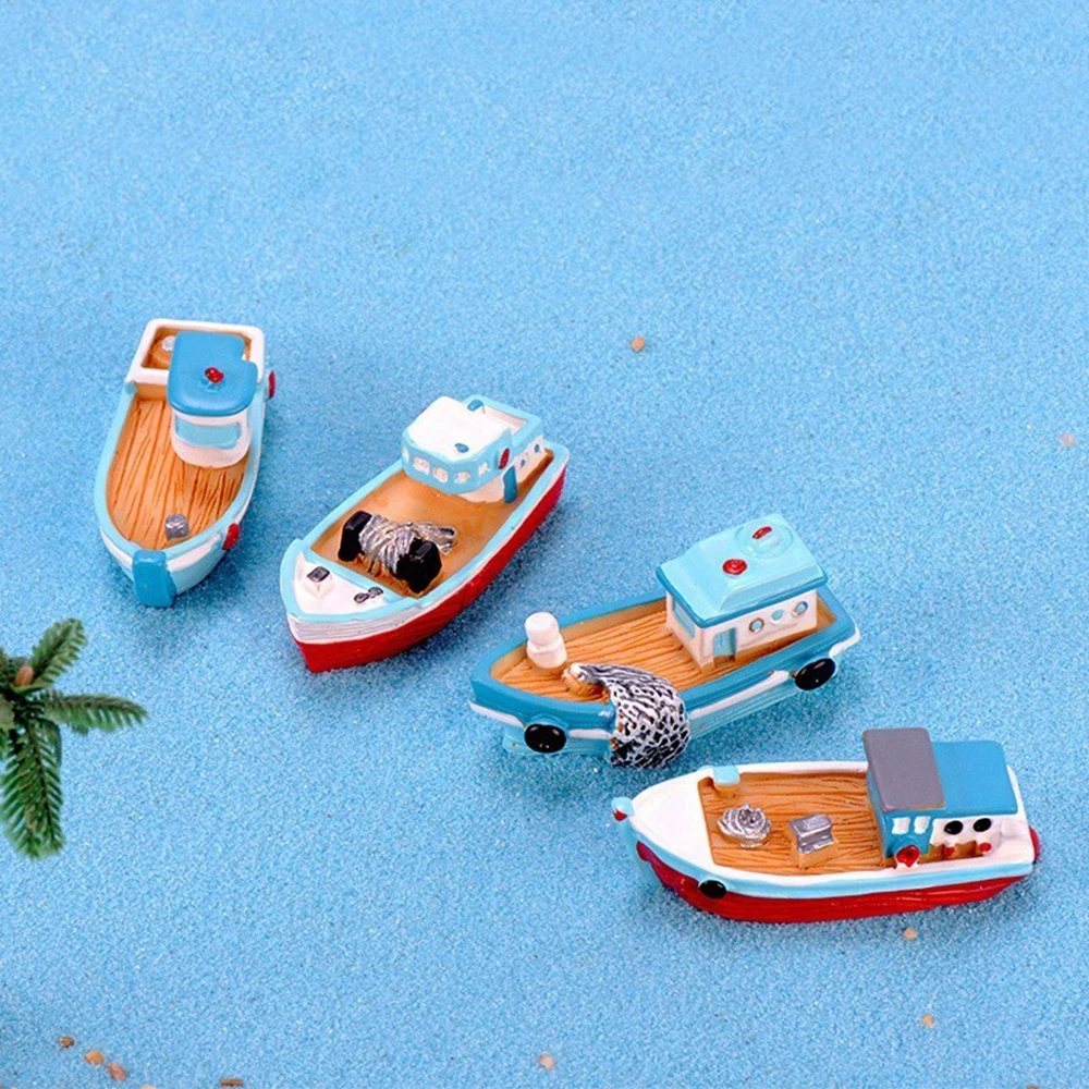 

Garden Resin Crafts Yacht Mediterranean Aquarium Ornament Cake Decoration Boat Model Wooden Ship Micro Landscape Decor