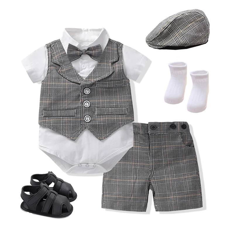 Newborn Baby Boys Formal Clothes Set Bowtie Romper + Shorts + Shoes + Hat Gentleman's Dress Suits Summer Toddler Boys Clothing
Newborn Baby Boys Formal Clothes Set Bowtie Romper + Shorts + Shoes + Hat Gentleman's Dress Suits Summer Toddler Boys Clothing