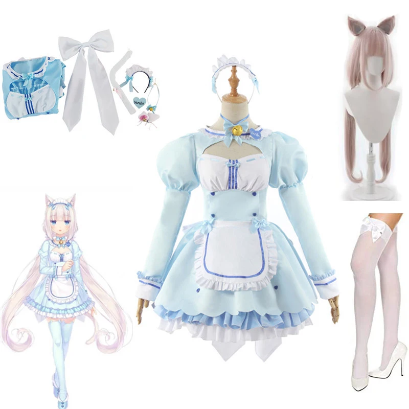 Anime Nekopara Vanilla Cosplay Wig Costume Maid Lolita Dress Blue Halloween Party Show Role Play Outfits For Girls
Anime Nekopara Vanilla Cosplay Wig Costume Maid Lolita Dress Blue Halloween Party Show Role Play Outfits For Girls